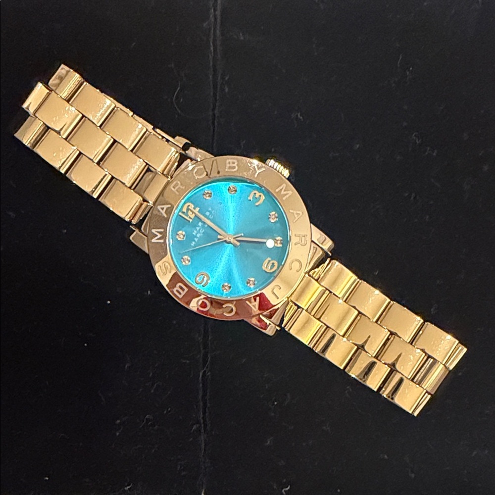 Marc Jacobs Gold Smartwatch with Vibrant Blue Face